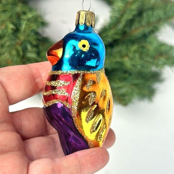 Colorful Parrot Blown Glass Christmas Ornament Czech Republic - Picture 6 of 9